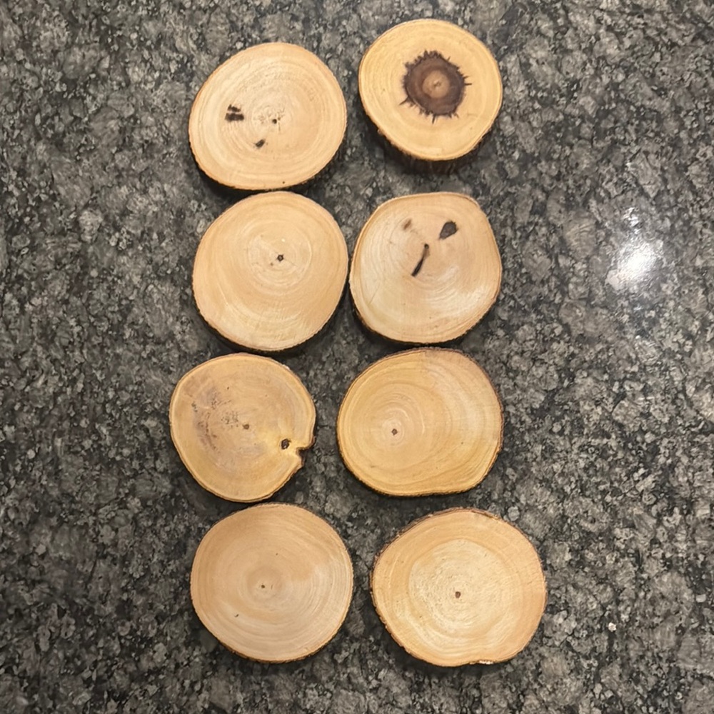 8 Piece Lipper International Natural Wood Coaster Set